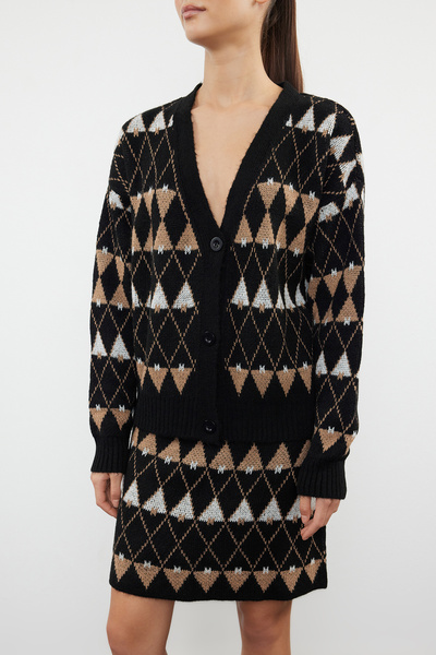 Trendyol Collection Wide Fit Black Knitwear Set - With Self Patterned Skirt TWOAW24AU00055