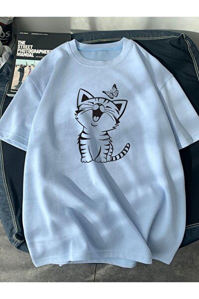 BEGRİFF Tricou alb unisex cu imprimeu Cat