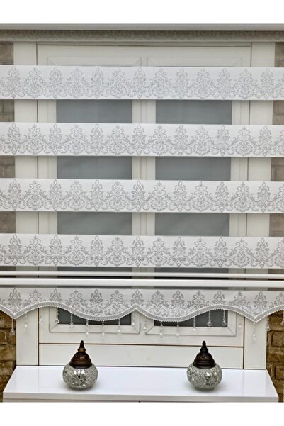 YAZAR HOME Gümüş Boncuklu Zebra Stor Perde