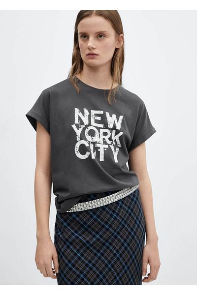 MANGO Woman Boat patterned cotton T-shirt