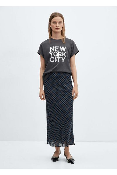 MANGO Woman Boat patterned cotton T-shirt