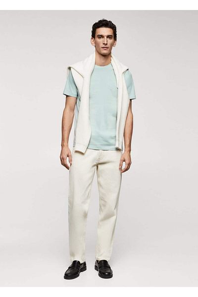 MANGO Man Basic Stretch βαμβακερό μπλουζάκι