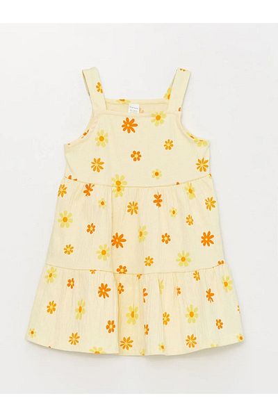 LC Waikiki Lcw Baby Square Collar Patterned Baby Girl Dress