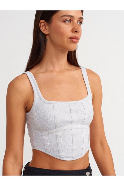 Dilvin 30963 Model Top-Grey Melange Corset