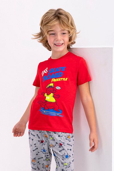 ROLY POLY Boy's Red Rolypoly Skate Board Capri Set