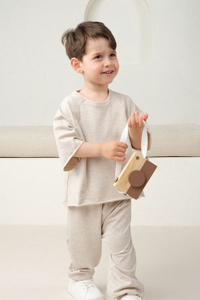 Mioma Kids طقم بدلة أساسية بلون القهوة