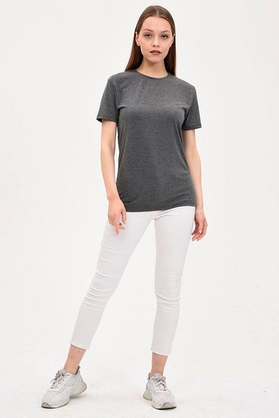 GENIUS STORE Γκρι Γυναικείο T-Shirt Crew Neck - Basic Model
