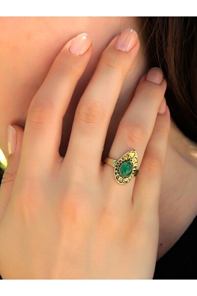 esha حجر العقيق الأخضر الطبيعي - خاتم نسائي عتيق قابل للتعديل euy33ya