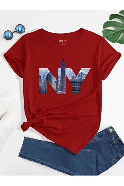 coolart NY City majica - crvena Štampano Oversize kroj letnja kratki rukav T-...