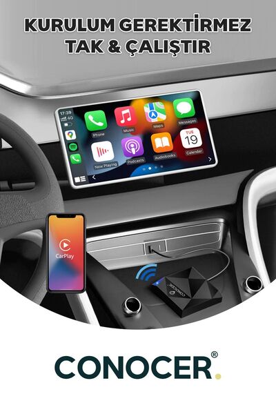 CONOCER Kablosuz Apple Carplay Adaptörü Ios Iphone Cihazlar Için Wireless Carplay Çevirici