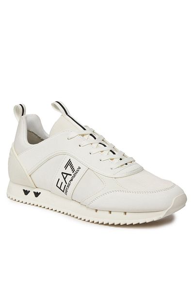 EA7 Unisex Round Toe Mesh Fabric Logo Cream Sneaker X8X027 XK219-T052