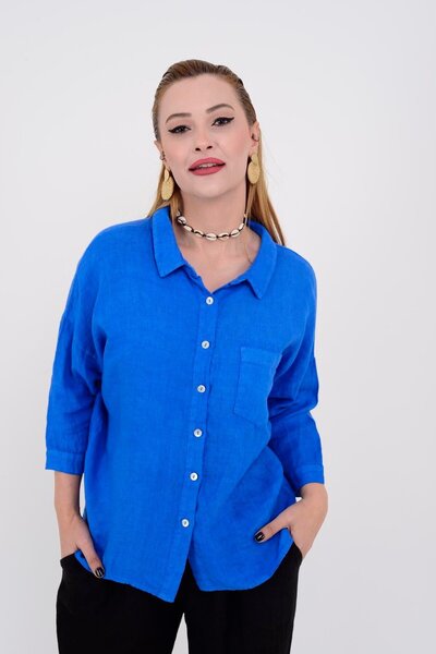 Park Moda 5262 Модель лляна сорочка - з деталями у вигляді кілець