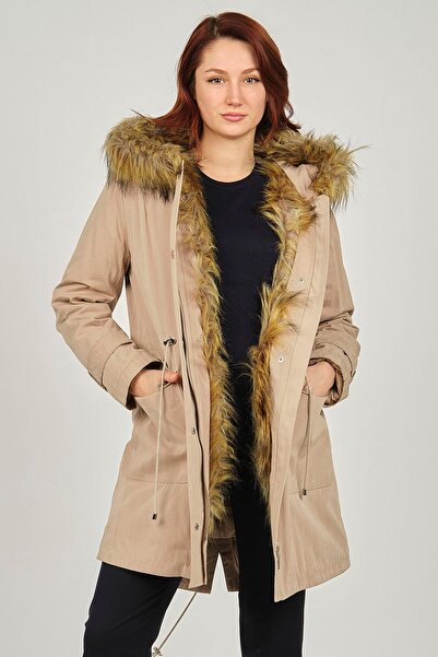Veger Жіночий пальто з капюшоном 4223132 Бежевий