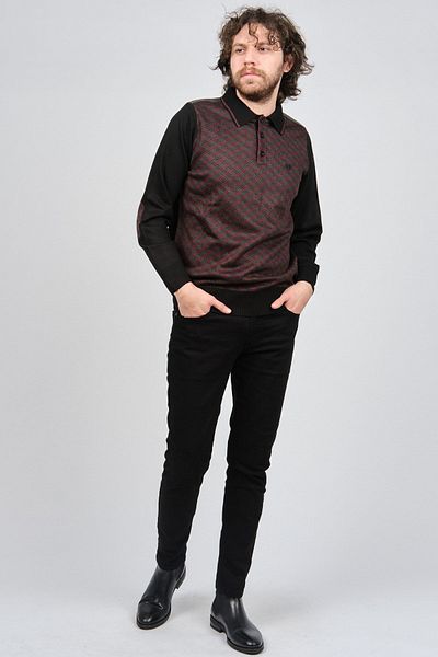 Pelikan Men's Patterned Elbow Detailed Polo Neck Sweater 1577423 Red