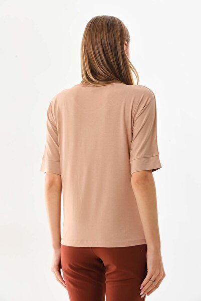 Sistas Women's Crew Neck Short Sleeve Blouse 23009 Camel