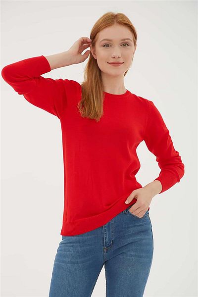 Fashion Friends Women's Crew Neck Sweater 23K0245K1 Red