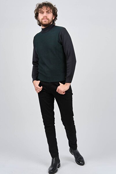 Çizgi Triko Чоловічий кашемірний светр з напіврибальським коміром 42564229 Темно-синій