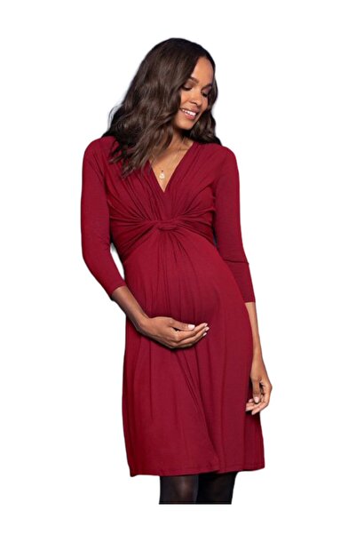 MAMAYAGA Γυναικείο μοντέλο με κόμπο κάτω από το στήθος Αθλητικό φόρεμα εγκυμοσύνης με μανίκια τριών τετάρτων