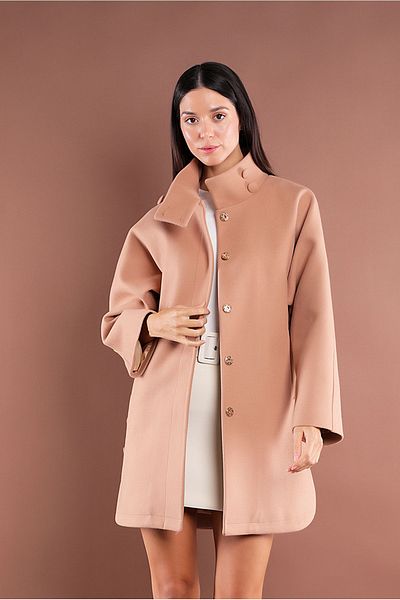 Yake Palton Camel Stash cu mânecă liliac, cu fantă laterală