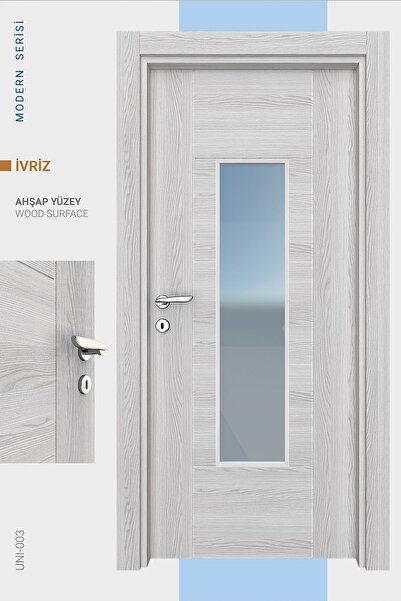 ALO KAPI MELAMİN MODERN İVRİZ CAMLI ODA KAPISI, 76/204/18-27 CM