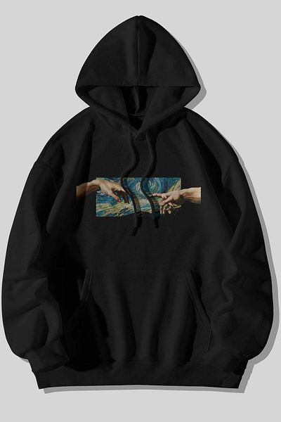The Baski Polar Premium Black Sweatshirt - 100% Cotton, Starry Night Design, Back Printed