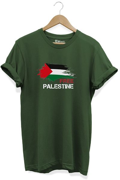 The Baski Δωρεάν Palestine Printed - 100% βαμβάκι Premium Khaki T-shirt