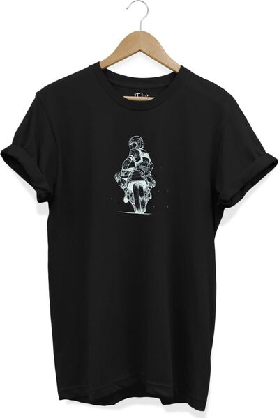 The Baski Crna unisex majica za motokros sa crtežom Štampano kratkih rukava T...