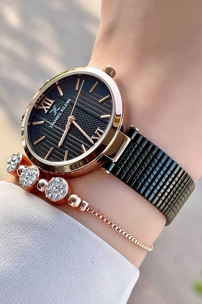 Daniel Klein Kasası Bakır Kordonu Siyah Renk 2 Yıl Garantili Kadın Kol Saati ...