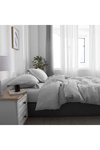 EVYA Σετ Παπλωματοθήκη 4 τεμαχίων με Flounce Διπλό 160x200 cm Φυσικό βαμβακερό μαλακό ελαστικό σεντόνι άνετο