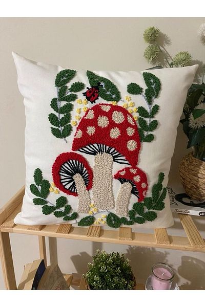 Punch 43X43 Mushroom Leaf Pillow Pillow - 1 Piece
