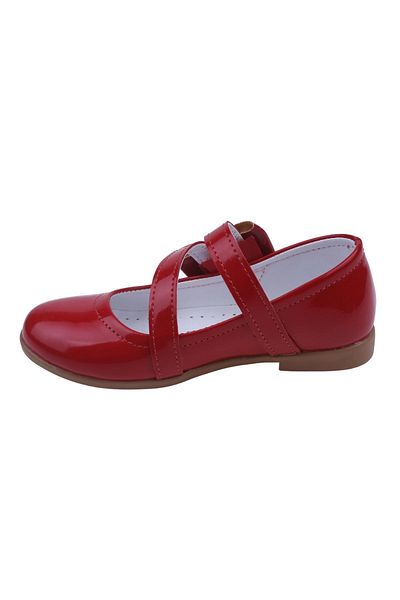 Papuçsepeti Shoe Basket Ortaç 2082 Girl Ballerina Bow Velcro Patent Leather Ballerina Shoes