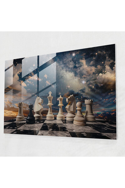 Popcas Dev Satranç Taşları Sürrealizm Duvar Süslemesi, Sürrealizm Sanatı, Cam...