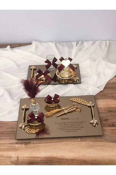Masalsı Concept Promise Tray Engagement Ring Tray Groom Coffee Bridegroom Cup Decor Wedding Special Day