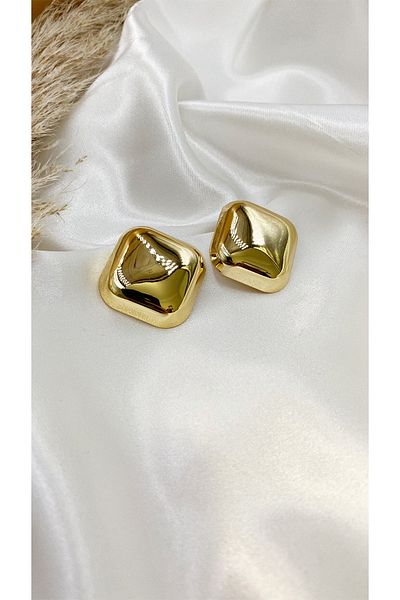 Eylülün Takısı Gold Colored Women's Earrings - Large Size Square Design Pinterest