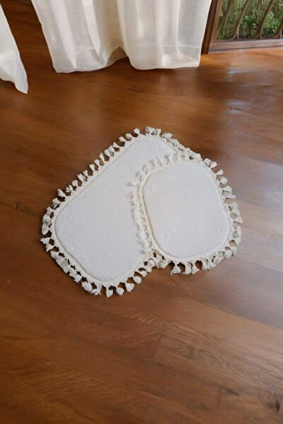 ALTUN CARPET 2 τμχ κραγιόν + 6 χρώματα διαθέσιμα πατάκι μπάνιου βελούδινο πομπόν με κρόσσια αντιολισθητικό χαλί 50x80+40x50