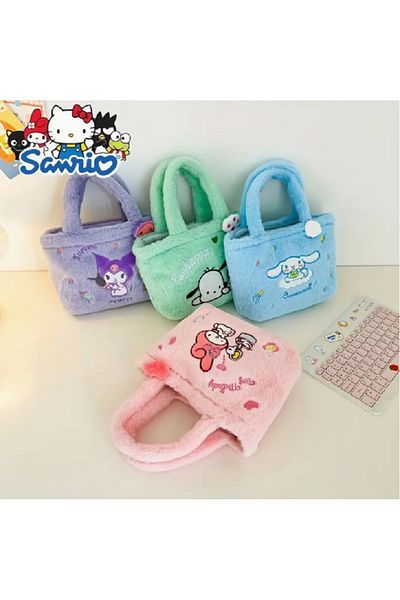SANRIO حقيبة يد صغيرة لطيفة من القطيفة للأطفال من Cinnamoroll My Melody Kuromi