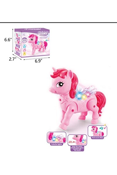 Genel Markalar Pilli ışıklı müzikli yürüyen sevimli pony at  elektronik Unicorn pony sevimli oyuncak