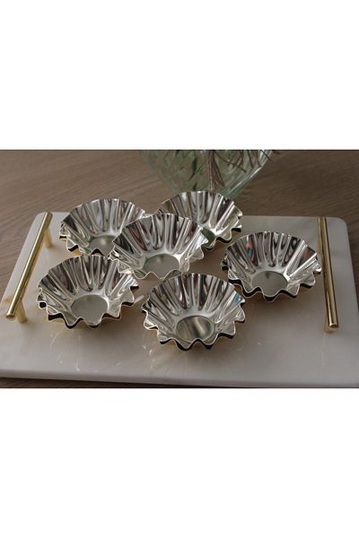 Dumans home 6 Pieces Metal Coffee Side Sugar Bowl and Turkish Delight Bowl Dragee