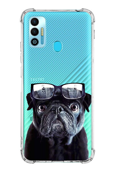 PrintiFy Tecno Spark 7t Compatible Dog 3 Printed Transparent Anti-Shock Case with Corner Protection