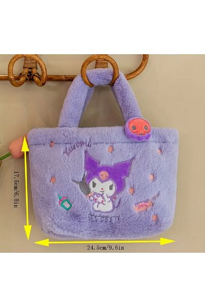 SANRIO حقيبة يد صغيرة لطيفة من القطيفة للأطفال من Cinnamoroll My Melody Kuromi