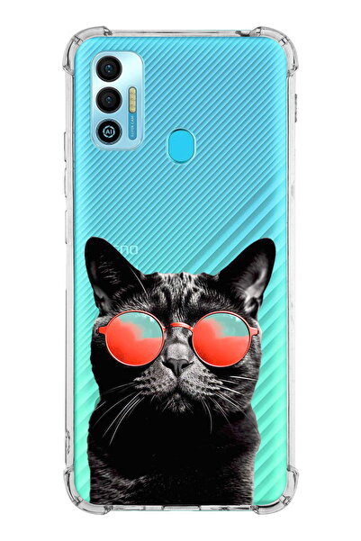 PrintiFy Tecno Spark 7t Compatible Cat 3 Printed Transparent Anti-Shock Case with Corner Protection