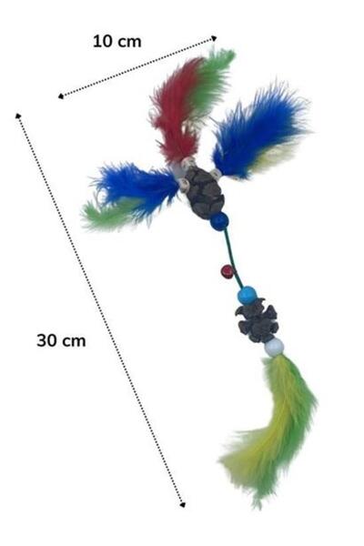 Roichil BUFFER® - Furry Cat Toy with Bell and Wooden Beads, Multicolored