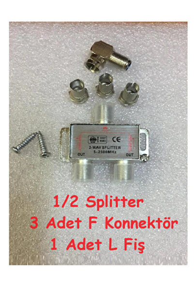 ANKTEK 1/2 Splitter 2 li Uydu Anten Çoklayıcı Dağıtıcı + 3 Adet F Konnektör +...