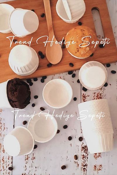 Trend Hediye Sepeti 50-Piece White Muffin Cupcake Mold Cake Capsule Cake Mold, Muffin Cake Mold, Airfryer Compatible