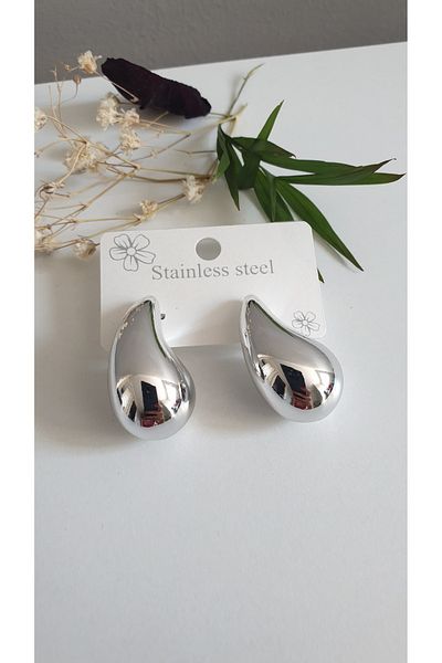 Feride Women's Steel Earrings - 2-Piece Detailed, 316L Stainless Trend, Color Guaranteed