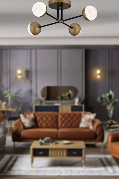 Step Aydınlatma Misty 3renk Işık Veren Ledli Modern 4 Lü Avize Modeli Siyah E...