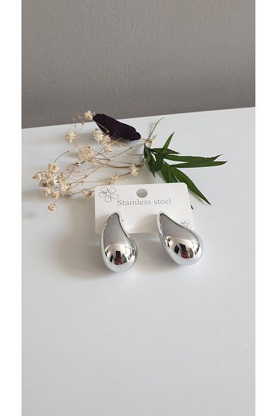 Feride Women's Steel Earrings - 2-Piece Detailed, 316L Stainless Trend, Color Guaranteed
