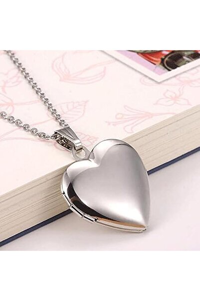 Herşey Nota Fotoğraflı İçi Açılır Kapaklı Düz Kalp Şeklinde Paslanmaz Çelik K...