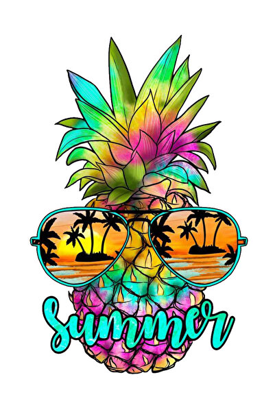 MegaSticker ملصق صيفي على شكل أناناس مقاس 13 × 9 سم مع نظارات - للمحرك والخوذ...