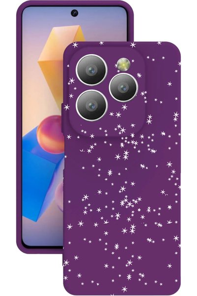 TECNO Spark 20 Pro Purple Color Silicone Case with Print and Camera Protection